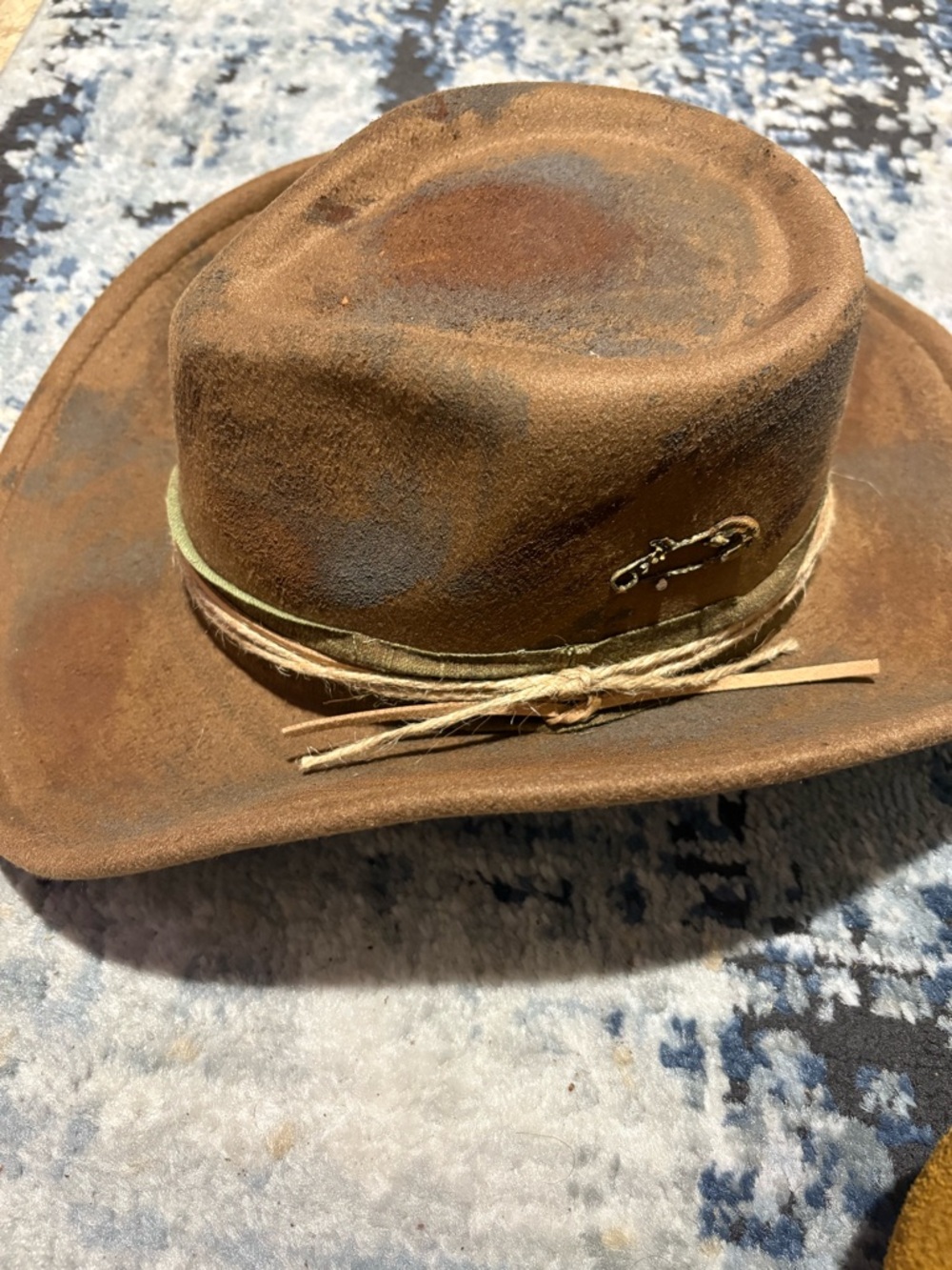 Altar'd State Brown Suede Cowboy Hat with Rope Band